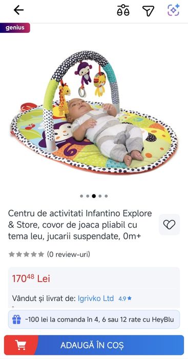 Saltea pliabila de activitati pentru bebelusi B Kids