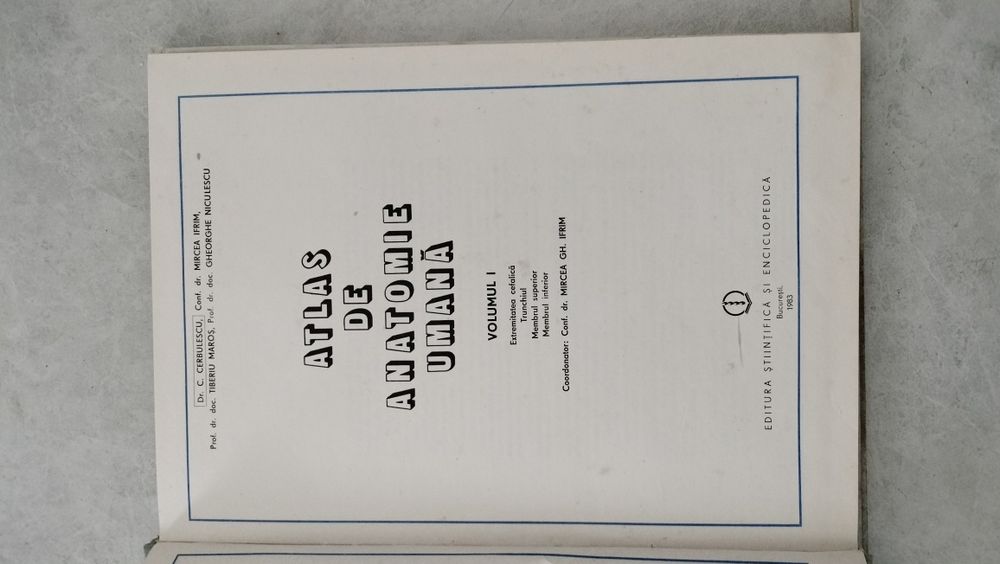 Atlas de anatomie umana, C.Cerbulescu ,1983, vol.1