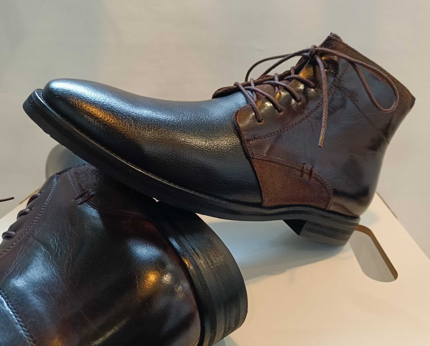 Ghete lace up 43 lucrate manual Dahlin NOI piele naturala moale