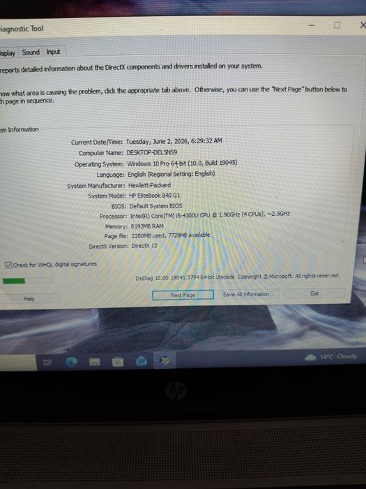 Hp elitebook 840 G1 i5 gen 5