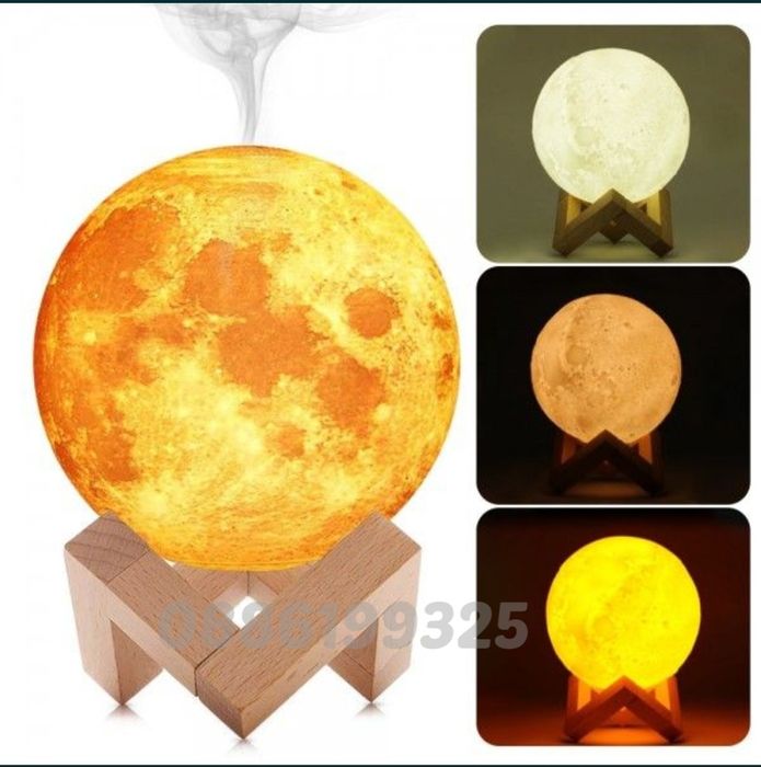 3D лампа Луна , Арома дифузер и Овлажнител на въздуха 880мл