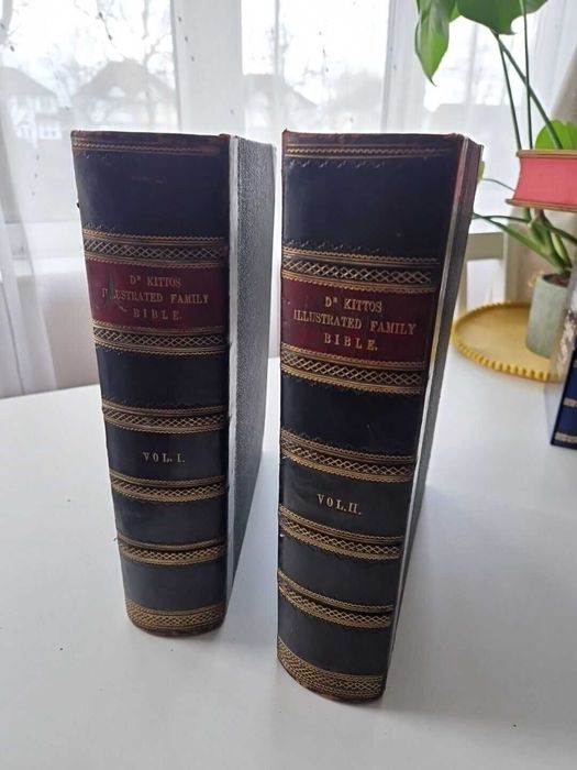 Antique   Pictorial Family Bible Biblia  (2 volume), 1852 , engleza
