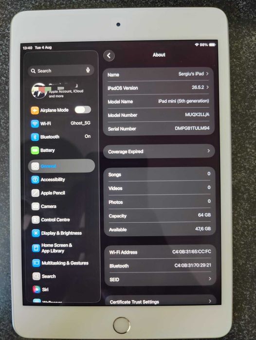 Tableta Ipad Mini 5 2019 A2133