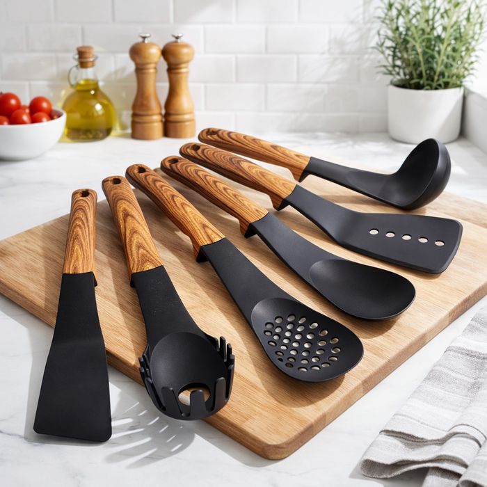 Комплект кухненски прибори 6 части с въртяща се стойка Cheffinger – дъ