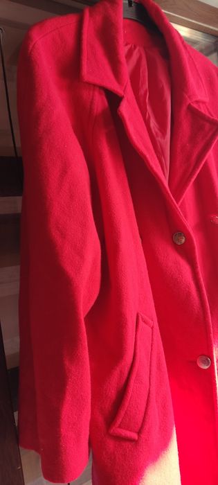 Palton rosu de dama 100% lână 2xl - 3xl