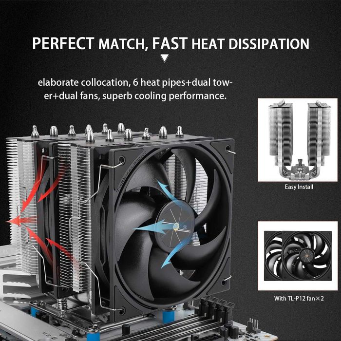 Cooler CPU procesor aer PC Desktop Thermalright Peerless Assassin 120SE V3 AGHP 6 heatpipe PWM 120mm 2000RPM AMD AM4 AM5 Intel LGA1700/1851/1115X/1200