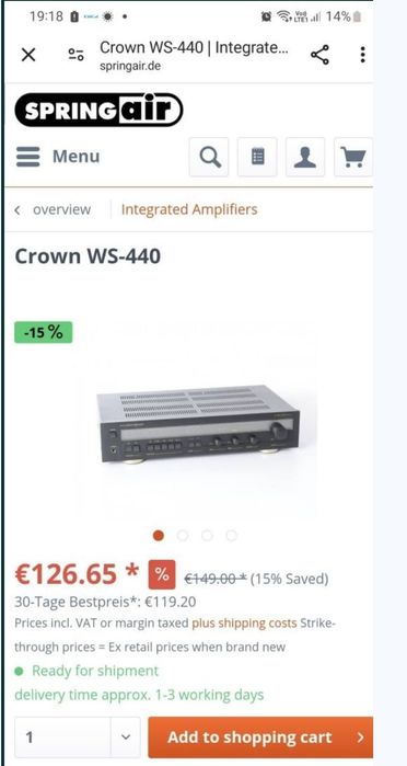 Statie amplificare audio Crown WS-440 cu 2 boxe solide