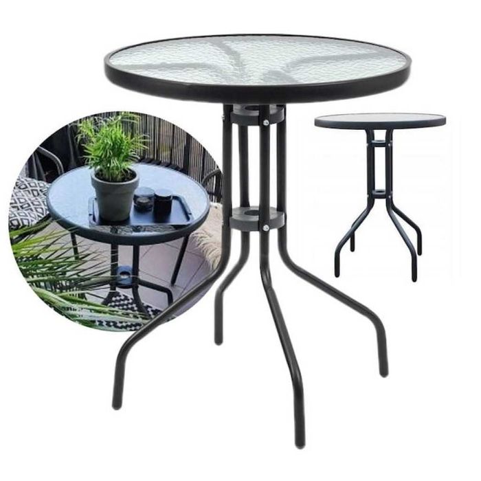 Macи Muhler 60xH74cm, стъклен плот/Маса Muhler D60xH74cm, сгъваема