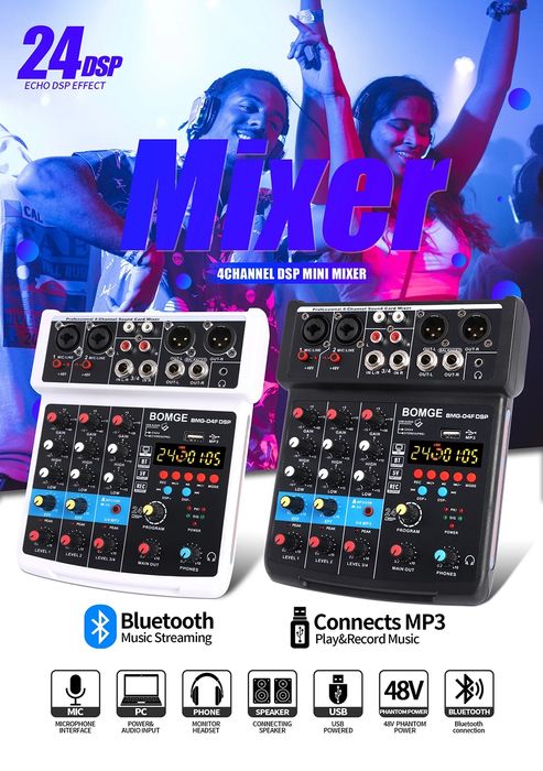 Смесителен пулт BMG-04F DSP24, DJ Mixer, Bluetooth, Usb Player, 24 DSP