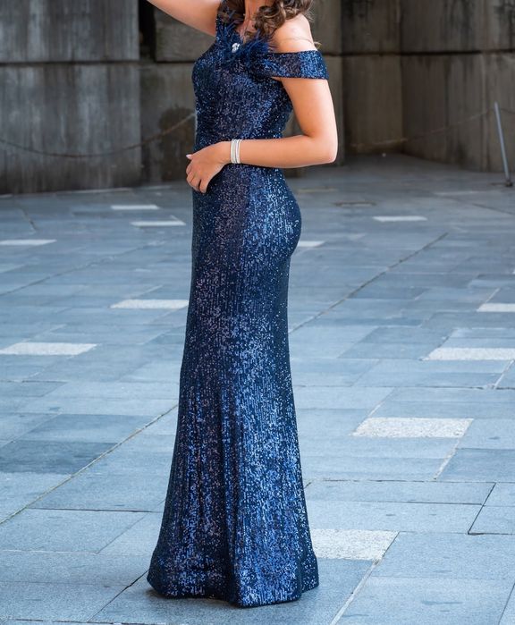 Абитуриентска рокля, тъмносиня русалка