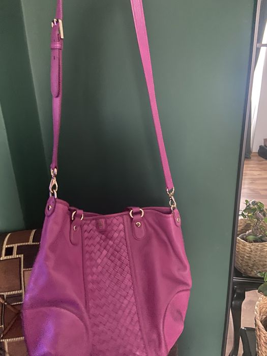 Цикламена/цвят фукция кожена чанта Cole Haan