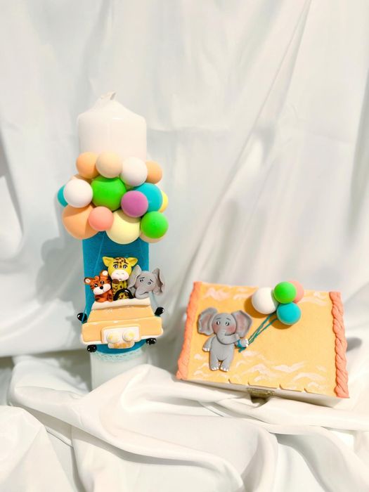 Lumanari botez handmade +cadou, cutie pentru moț