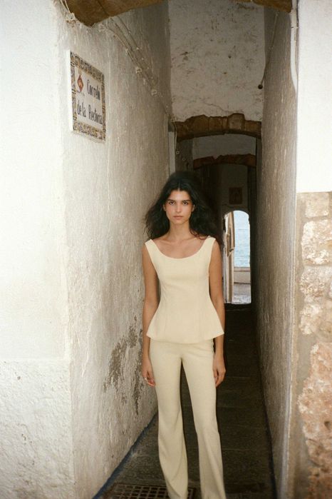 Нов костюм Zara S жълт