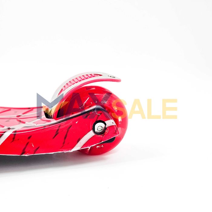 Детска триколка тротинетка Спайдърмен червена 3 светещи колела