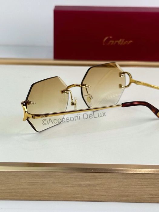 Ochelari de Soare Cartier Premiere  CT0118S Noi Full Box  Gold