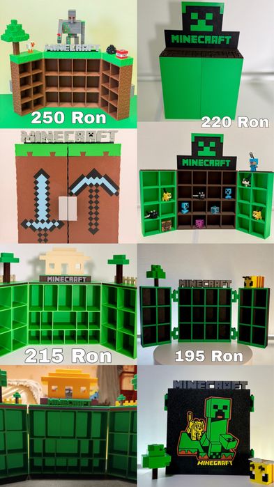 Box / Suport / Stand MINECRAFT pentru figurine Kinder Joy
