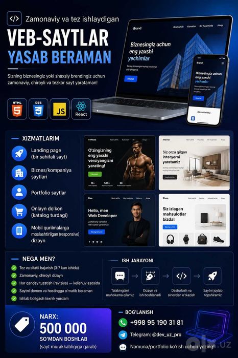 Sayt yaratish | Web-sayt yasash | Landing Page | Biznes sayt