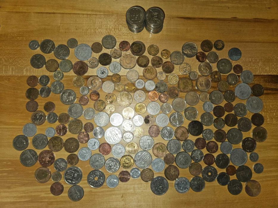 Monede vechi românești și străine – Colecție diversa, lei perioadă comunistă si altele
