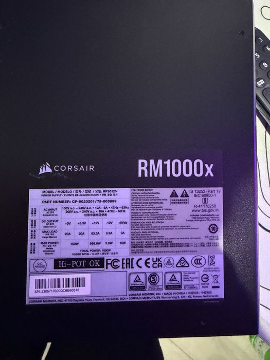 Захранване Corsair Rm1000x,1000 W,ATX 3.1, 80+ Gold