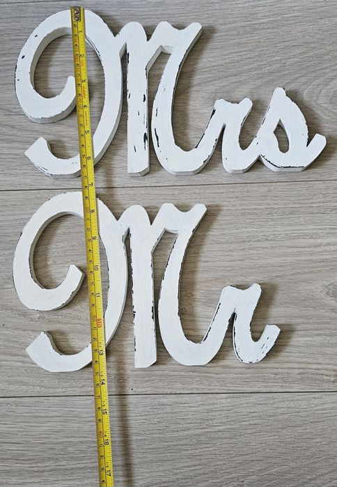 Ornamente nunta MR & MRS din lemn
