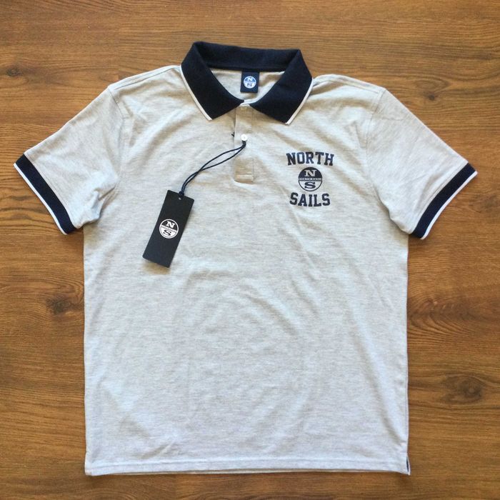 НОВА сива памучна поло тениска с яка NORTH SAILS размер XL от Италия