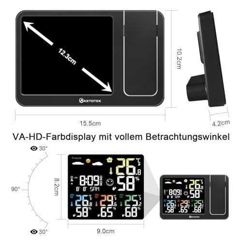 KETOTEK метео станция с проектор, DCF, 3 сензора