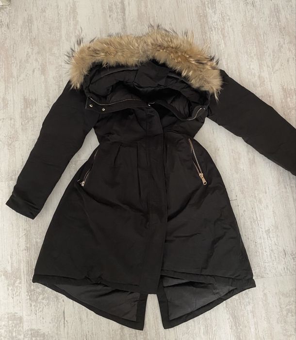 Дамско яке парка естествен косъм