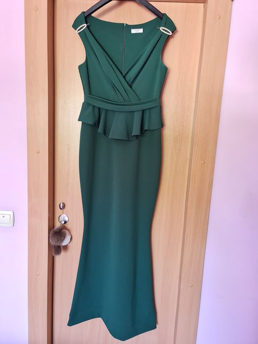 Rochie lunga pe corp de ocazie verde smarald
