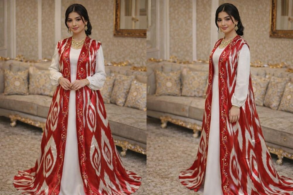 Qizil atlas nimcha, ansambl