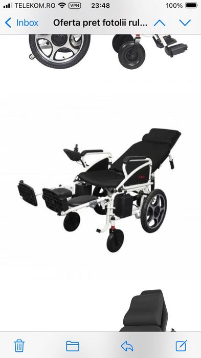 Scaun cu rotile electric, rabatabil, nou