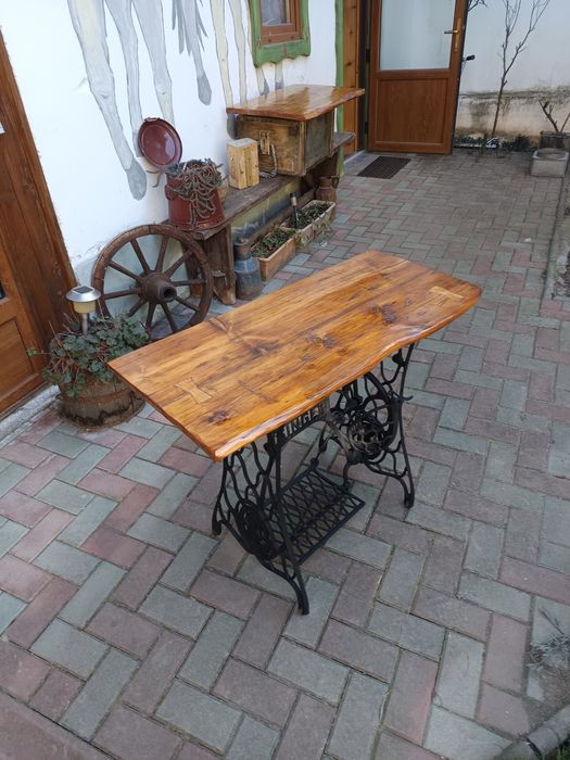 Masa , birou sau suport lavoar - Blat lemn masiv