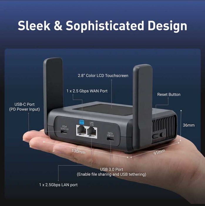 GL-iNet Slate 7 Pro (GL-BE10000) Tri-band Wi-Fi 7 Travel Router/ Мощен ВПН рутер