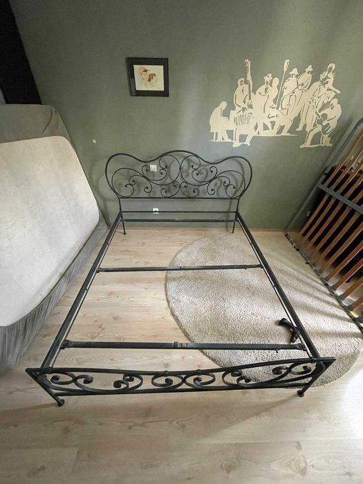 Pat matrimonial 160x200 din fier forjat + somieră și saltea