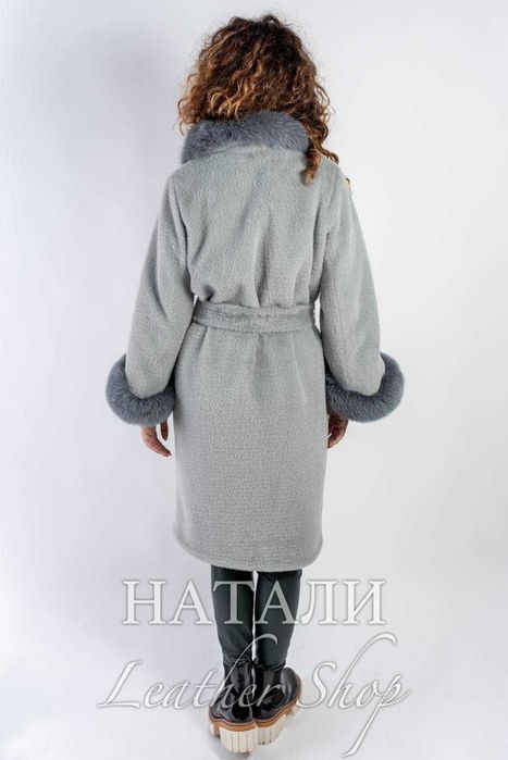 Дамски кожух от алпака с косъм Grey