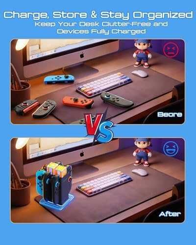 Нов док Nintendo Switch 2 / OLED зарядна станция за 6 контролера RGB за геймъри игри