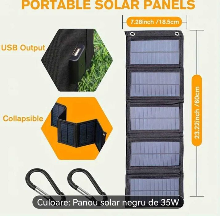 panou sola pliabil portabil powerbank 35w