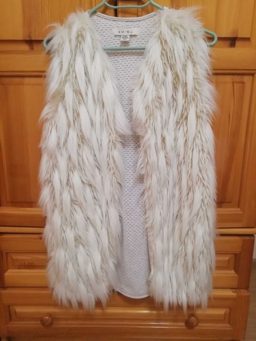 Пухен бял елек, размер S