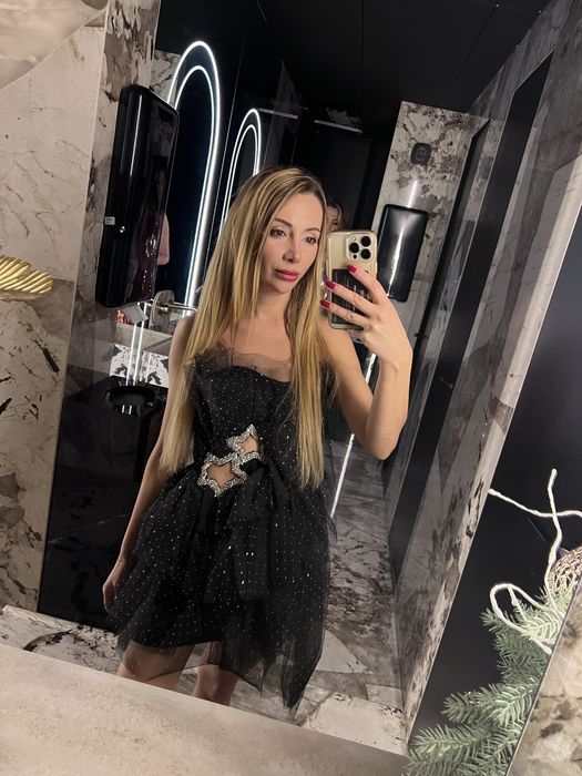 Рокля vaymoon черна камъни официална