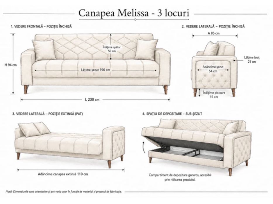 Vand canapea extensibila Melissa