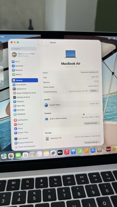 MacBook Air 13” M4 / 16GB RAM / 512GB SSD