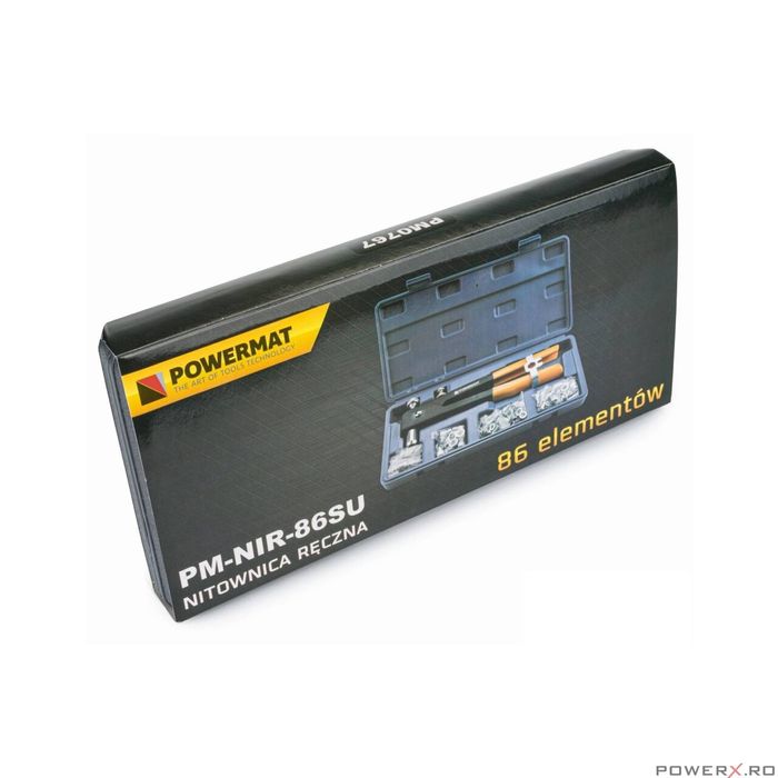 Pistol cleste pentru nituit, popnituri 86 piese, Powermat