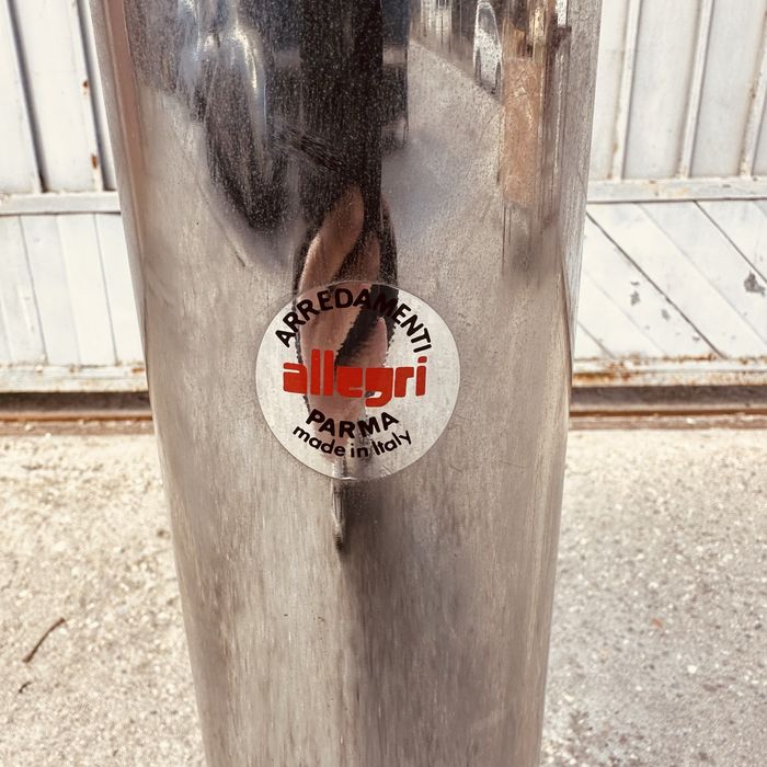 Италианска конзолна маса Allegri Parma 70-те – хром и опушено стъкло