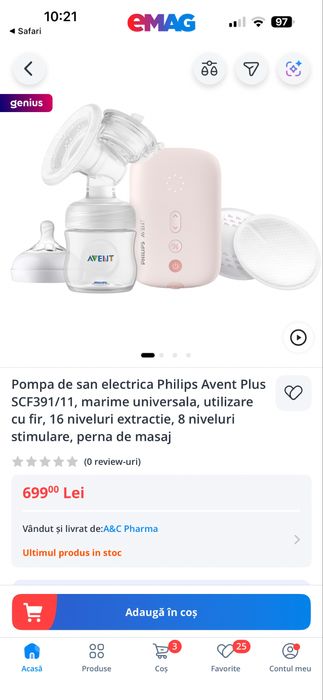 Pompa de san electrica Philips Avent Plus SCF391/11