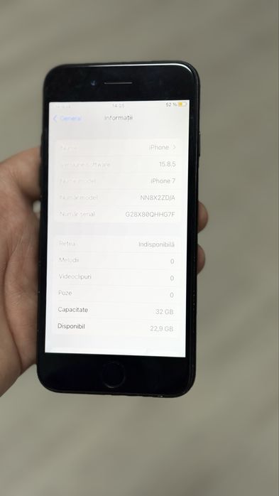 iPhone 7 Black Mate Neverlock 32GB 95% Amprenta OK-Perfect Functional-