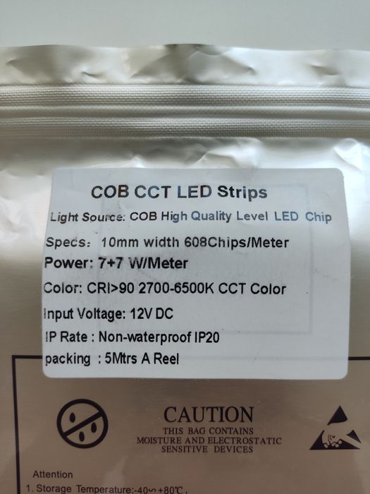 Rola 5m banda LED 10mm, 608 chips/m