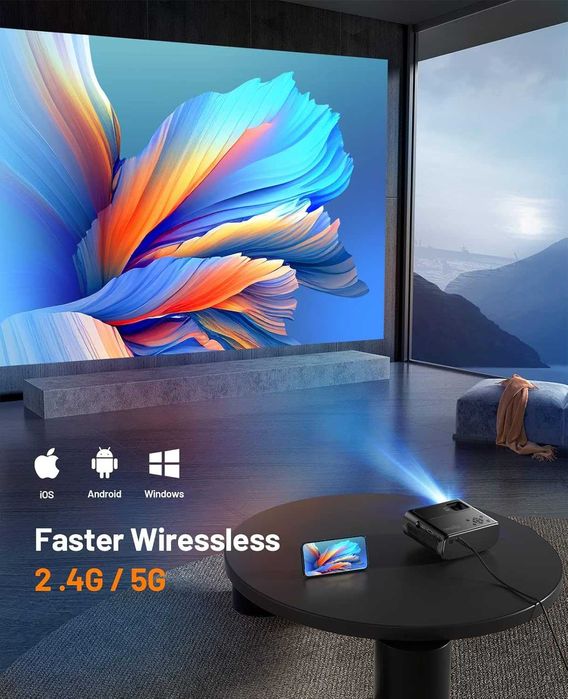 ELEPHAS проектор с 5G WiFi съвместим с TV Stick/HDMI/USB/iOS/Android