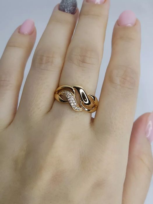 Кольцо повседневное со вставками вечернее позолота 585RG для женщин и