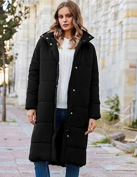 Geacă de iarnă Zeagoo pentru femei, cu glugă, neagră, marime S