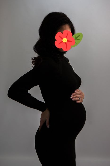 Черна, рипсена рокля, размер M, подходяща и за бременни