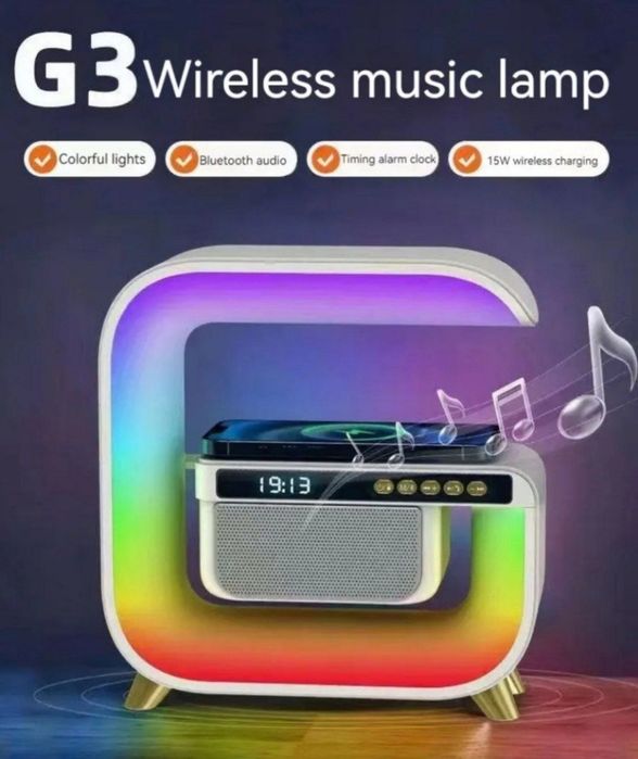 Смарт калонка с беспроводной зарядной станцией  Bluetooth, USB